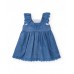 Girls woven dress with ruffles and floral embroidery 