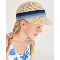 Girls woven hat with decorative ribbon 