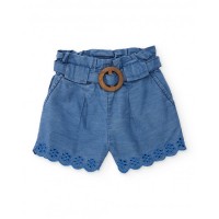 Girls woven shorts with floral embroidery Girls woven shorts with floral embroidery