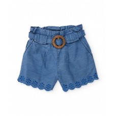 Girls woven shorts with floral embroidery 