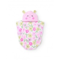 Knitted newborn hooded poncho towel floral 