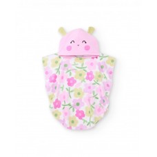 Knitted newborn hooded poncho towel floral 