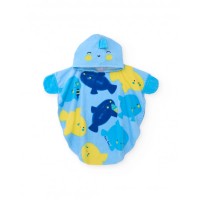 Knitted newborn hooded poncho towel small fish 