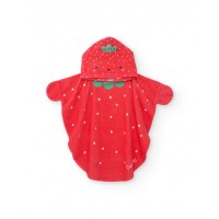 Knitted newborn hooded poncho towel strawberry Knitted newborn hooded poncho towel strawberry