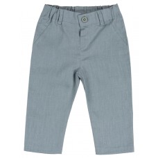 Childrens Long Trousers in Pure Linen with Button and Elastic Waist