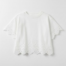WHITE KNITTED T-SHIRT LOSAN FOR GIRLS