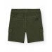 Boys' green cargo shorts with side pockets and adjustable waist