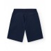 Navy blue boys' Bermuda shorts with elastic waistband and front print 