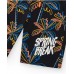 Boys' black Bermuda shorts with a tropical print and elastic waistband 