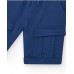 Navy blue boys' Bermuda shorts with pockets and elastic waistband 