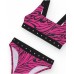 Pink girl's bikini with animal print and metallic studs 