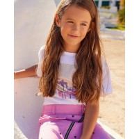 White girl's T-shirt with pink and purple front print 