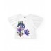 White girl's t-shirt with ruffle sleeves and floral print 