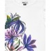 White girl's t-shirt with ruffle sleeves and floral print 