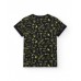Black boy's T-shirt with front pocket and print 