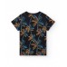 Boys' black t-shirt with tropical print Boys' black T-shirt with a blue and orange tropical palm tree print. 