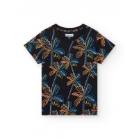 Boys' black t-shirt with tropical print Boys' black T-shirt with a blue and orange tropical palm tree print. Boys' black t-shirt with tropical print Boys' black T-shirt with a blue and orange tropical palm tree print.