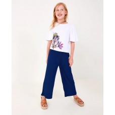 White girl's t-shirt with ruffle sleeves and floral print 