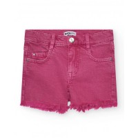 Pink girls' shorts with pockets and button closure 