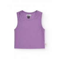 Lilac sleeveless round-neck top for girls 