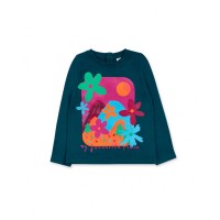 Green knit T-shirt for girl Trekking Time 
