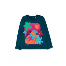 Green knit T-shirt for girl Trekking Time 