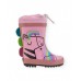 Girls pink rain boots with unicorn design 