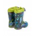 Boys rain boots with spaceship print and lights 