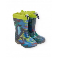 Boys rain boots with spaceship print and lights 