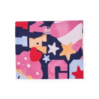 Navy blue neck warmer for girls with star and letter print 