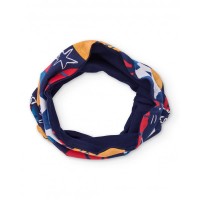 Navy blue neck warmer for boys with a ball and star print. 