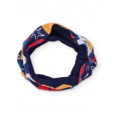 Navy blue neck warmer for boys with a ball and star print. 