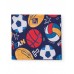 Navy blue neck warmer for boys with a ball and star print. 