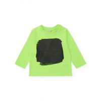 Lime green long-sleeved T-shirt for boys with a central print 