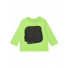 Lime green long-sleeved T-shirt for boys with a central print 