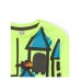 Boys long-sleeved T-shirt in neon green with castle print 