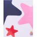 Long-sleeved white girl's T-shirt with a colorful star print 