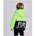 Fluorescent green children's jacket with graphic message 