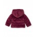 Burgundy fur jacket for girls with hood and floral lining 