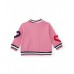 Pink varsity jacket for girls with embroidered details and 3D appliqués 