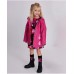 Fuchsia girl's raincoat with decorative hood and large flowers 