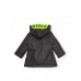 Black raincoat for boys with hood and knight print 