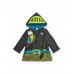 Black raincoat for boys with hood and knight print 