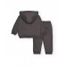Boys grey hoodie set with graphic print and green details 