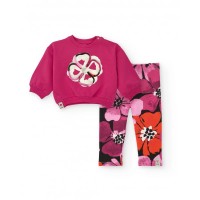 Girls set with fuchsia sweatshirt and floral leggings 