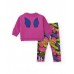 Girls sweatshirt and leggings set in fuchsia and multi-color tones with a fun print. 