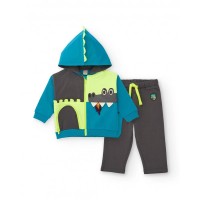 Boys blue and grey sweatshirt and long pants set with dragon design 