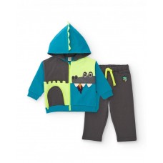 Boys blue and grey sweatshirt and long pants set with dragon design 