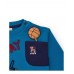 Boys blue sweatshirt and pants set with a print and embroidered details 