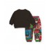 Boys set with brown sweatshirt and vehicle-printed pants 